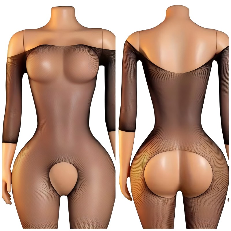 Bodystocking Fishnet - セクシーなクロッチレスタイツ、女性用ハイフィッシュネットブラックスリングボディストッキング、エロティックランジェリーメッシュテディパンティストッキング、ワンピースロングタイツ