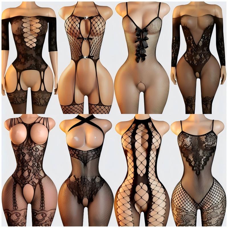Bodystocking Fishnet - 女性用セクシーランジェリーセットエロティックコスチュームパジャマポルノボディスーツ下着ベビードールコールオブザナイトボディストッキング服