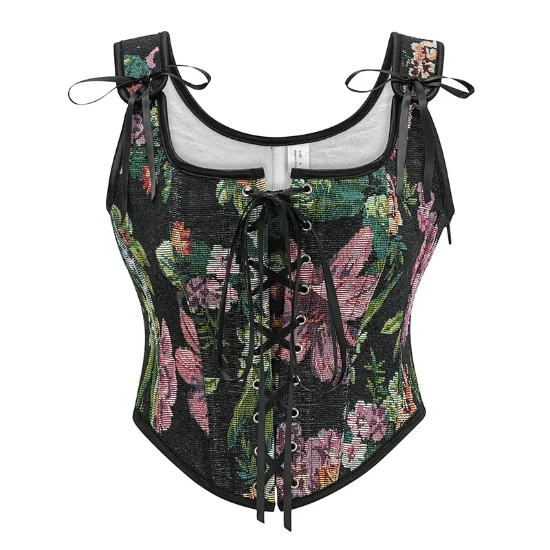 女性のためのヴィンテージゴシックレースアップコルセット,花柄 - Corset Waist Cinch のレビューと価格