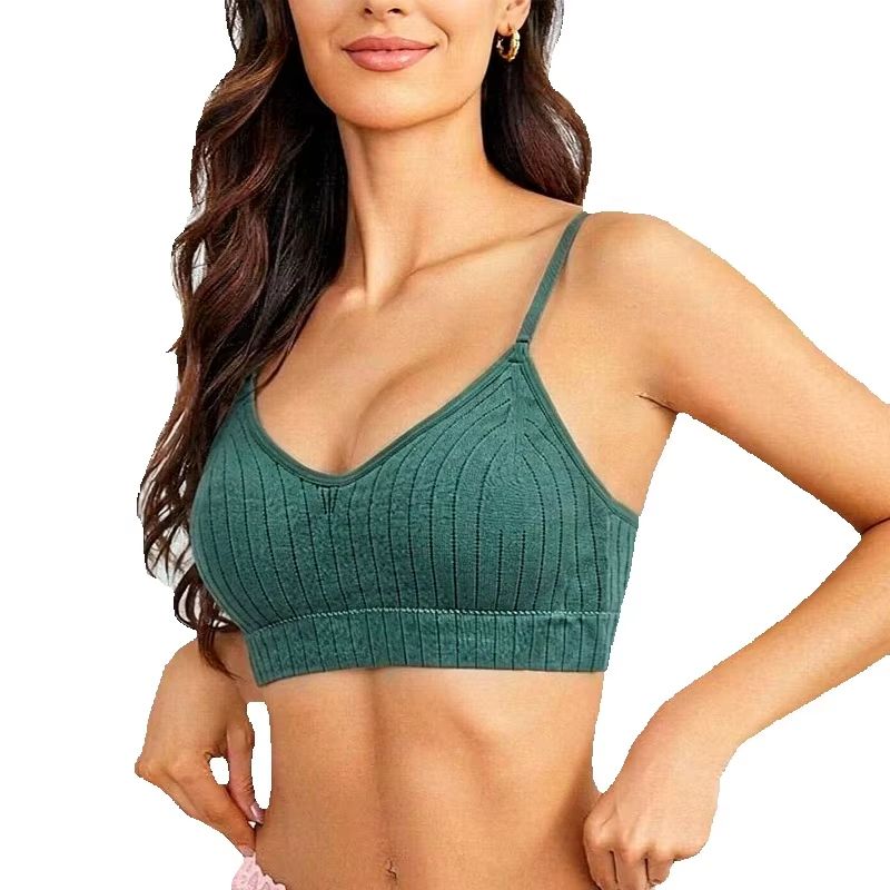 女性用リブニットワイヤレスブラレット、調節可能な取り外し可能 - Bralette Wireless Soft のレビューと価格