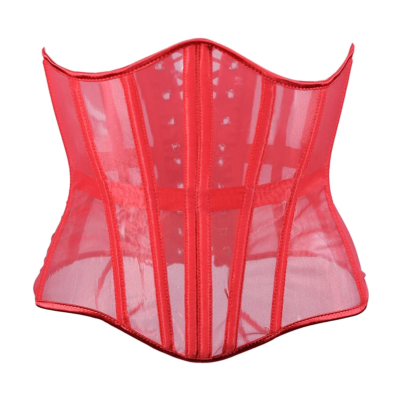 女性ウエストトレーナーセクシーな黒メッシュコルセットゴスヴィ - Corset Waist Cinch のレビューと価格