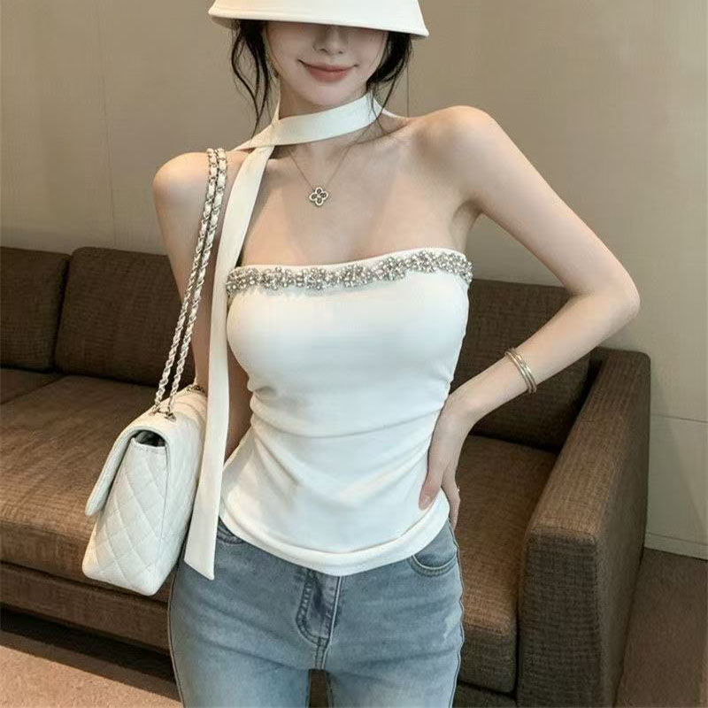 ダイヤモンドが埋め込まれた女性用ストラップレスクロップトップ - Strapless Bra Backless のレビューと価格