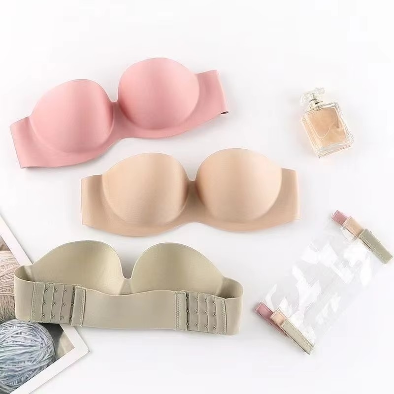 女性のセクシーなストラップレスプッシュアップパッド入りブラジ - Strapless Bra Backless のレビューと価格